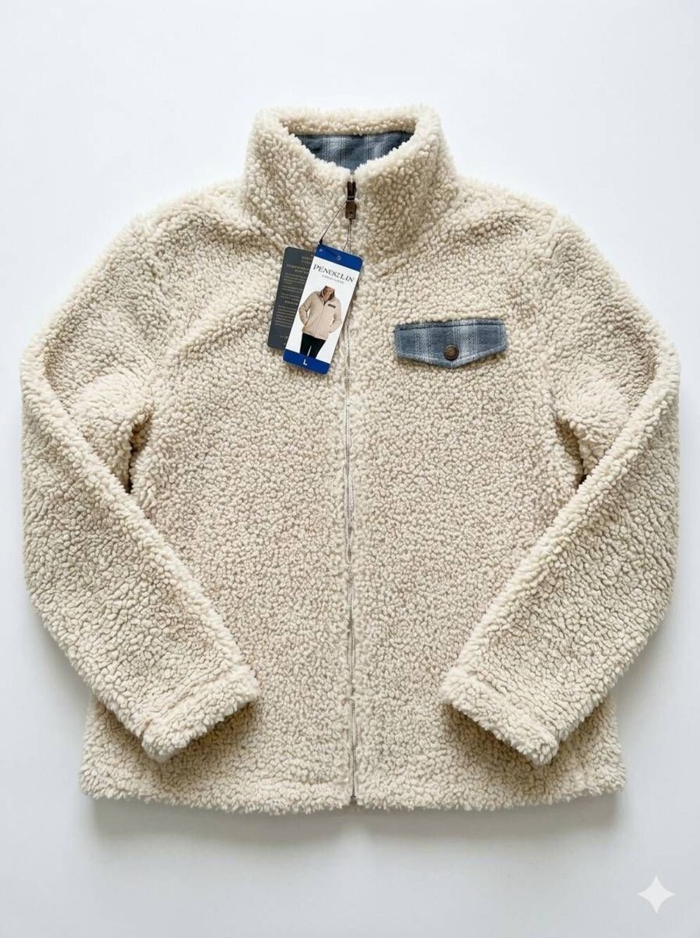 🩵NWT Pendleton Cream Deep Pile Sherpa Wool Blend Zippered Jacket Large